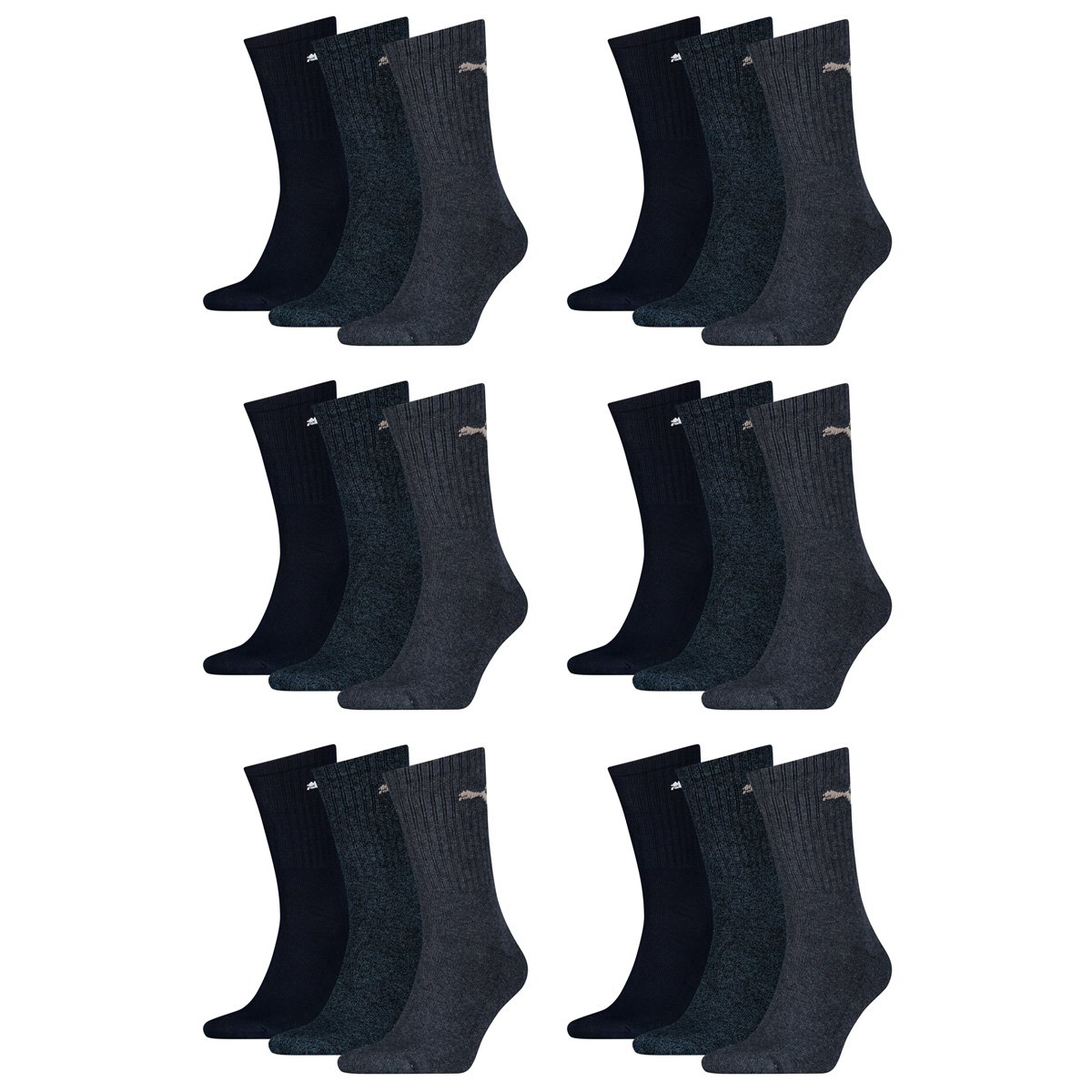 18 pair Puma Sport Socks Tennis Socks Gr. 35 - 49 Unisex, Farben:321 - navy, Socken & Strümpfe:47-49