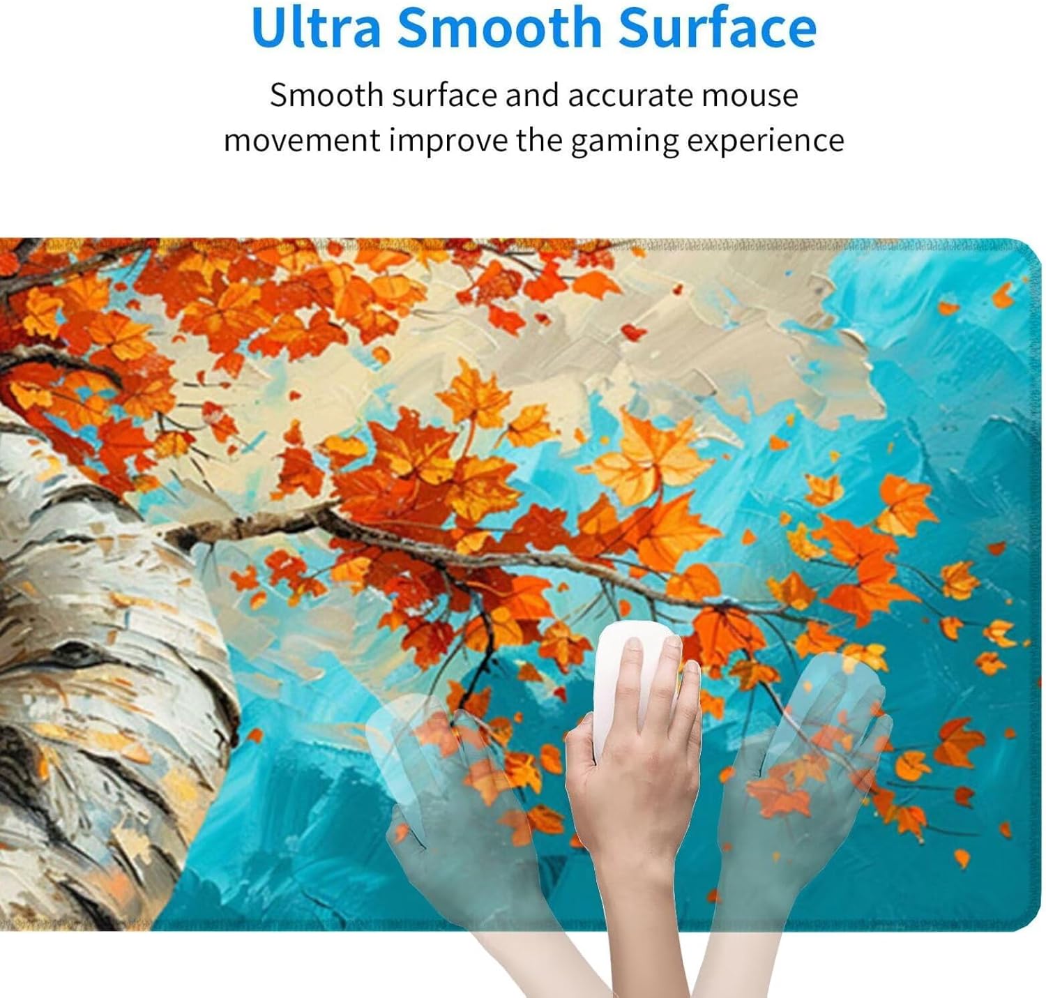 Large Mouse Pad, Tree Mouse Pad for Office Desk Accessories, 39.4 x 19.7 in Large Gaming Mouse Pad Autumn Desk Mat Laptop Keyboard Mat with Non-Slip Rubber Base, 3mm Thick Mouse Pad Gaming A-7