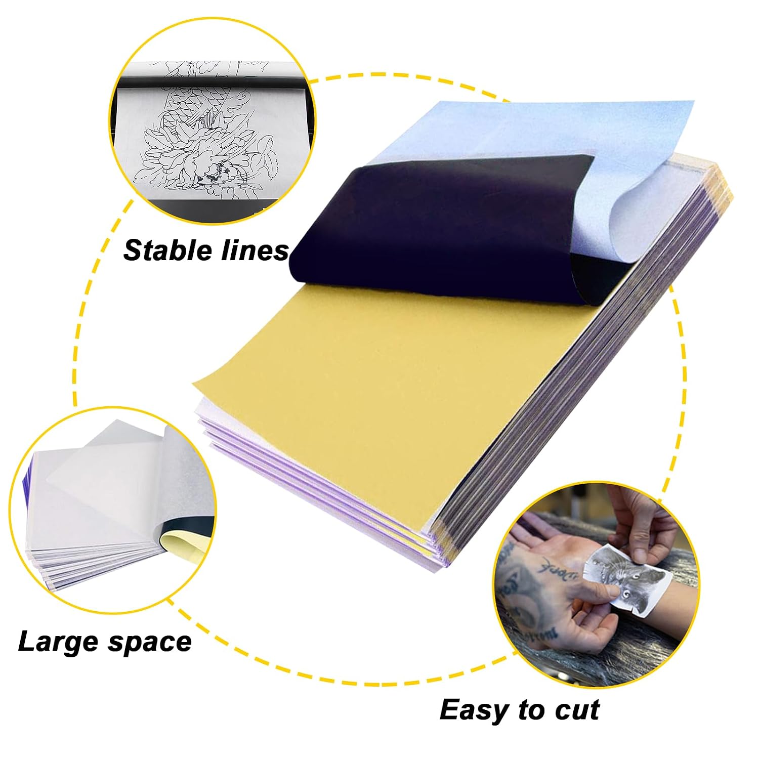 Tattoo Practice Skin Tattoo Transfer Paper Kit Romlon 40Pcs - 10Pcs Tattoo Fake Skin Double Sides Fake Skin & 30Pcs Stencil Transfer Paper Suitable for Beginners & Artists Tattoo Supplies