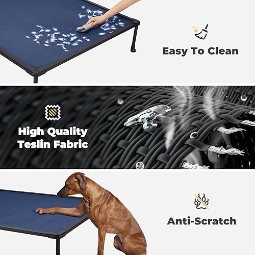 Miniatura 5 de Veehoo Cama elevada refrescante para perros para exteriores, cama elevada a prueba de mordeduras para perros medianos, plataforma lavable para