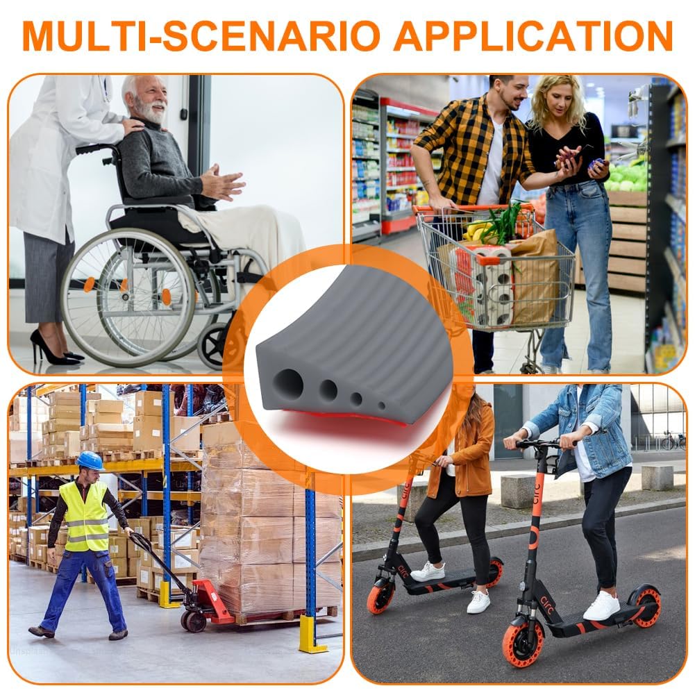 Rampa di Soglia per Porta in TPE, Altezza 3 cm, Carico Max 500 kg, Antiscivolo | per Sedie a Rotelle (Elettriche), Passeggini, Robot Aspirapolvere, Disabili | Design Resistente (Grigio, 100x7x3cm)