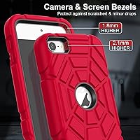 Vista 4 de Grifobes Funda protectora resistente 3 en 1 para iPod Touch 7/6/5 para niños (rojo+negro)