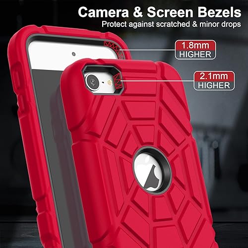 Miniatura 4 de Grifobes Funda protectora resistente 3 en 1 para iPod Touch 765 para niños (rojo+negro)