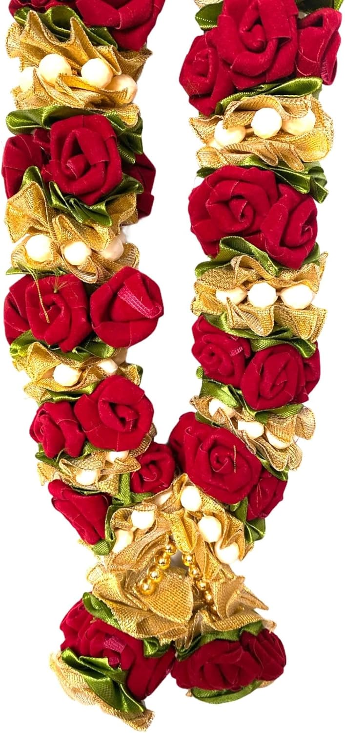 LoveNspire 24 Inch Varmala Wedding Garland Artificial Velvet Milni Haar for Bride & Groom, Indian Wedding Jaimala, Nikah Reception Ceremony, Idol & Photo Decor (Pack of 2)
