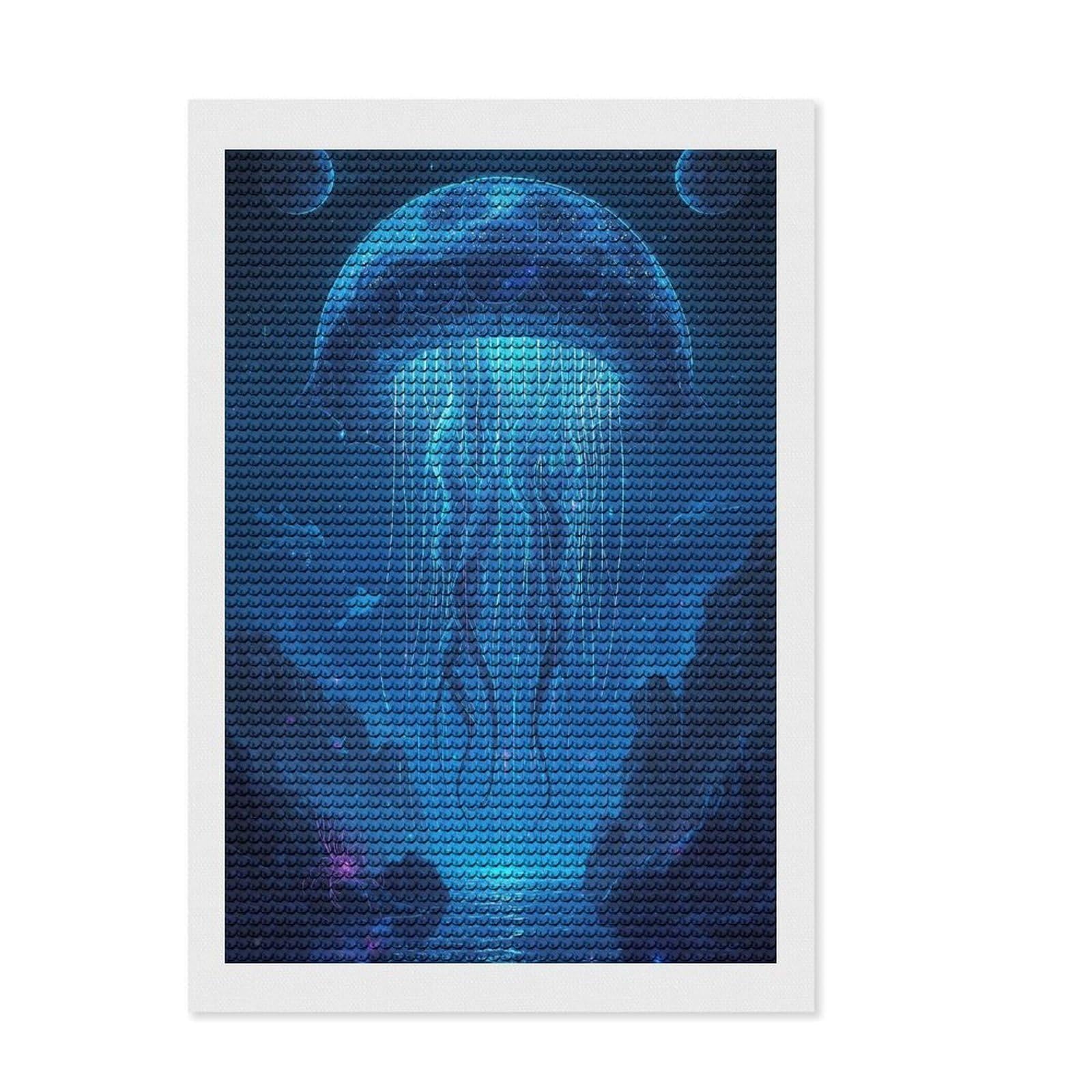 Junmoney Giant Jellyfish in Alien Landscape Diamond Style Art Kit 8"x12", Holiday Gift Idea, Living Room Decor, Modern Decor, Creative Gift Idea