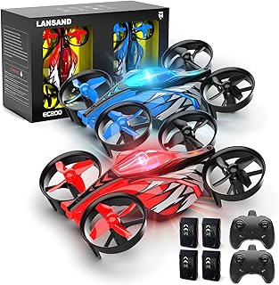 2Pack Mini Drones for Kids,Beginners,Adults, Small RC Drone Quadcopter with 2-In-1 Race and Fly Mode,LED Light,Altitude Hold,3D Flip,4 Batteries,Stress Relief for Adult,Toy Gift for Boys Girls
