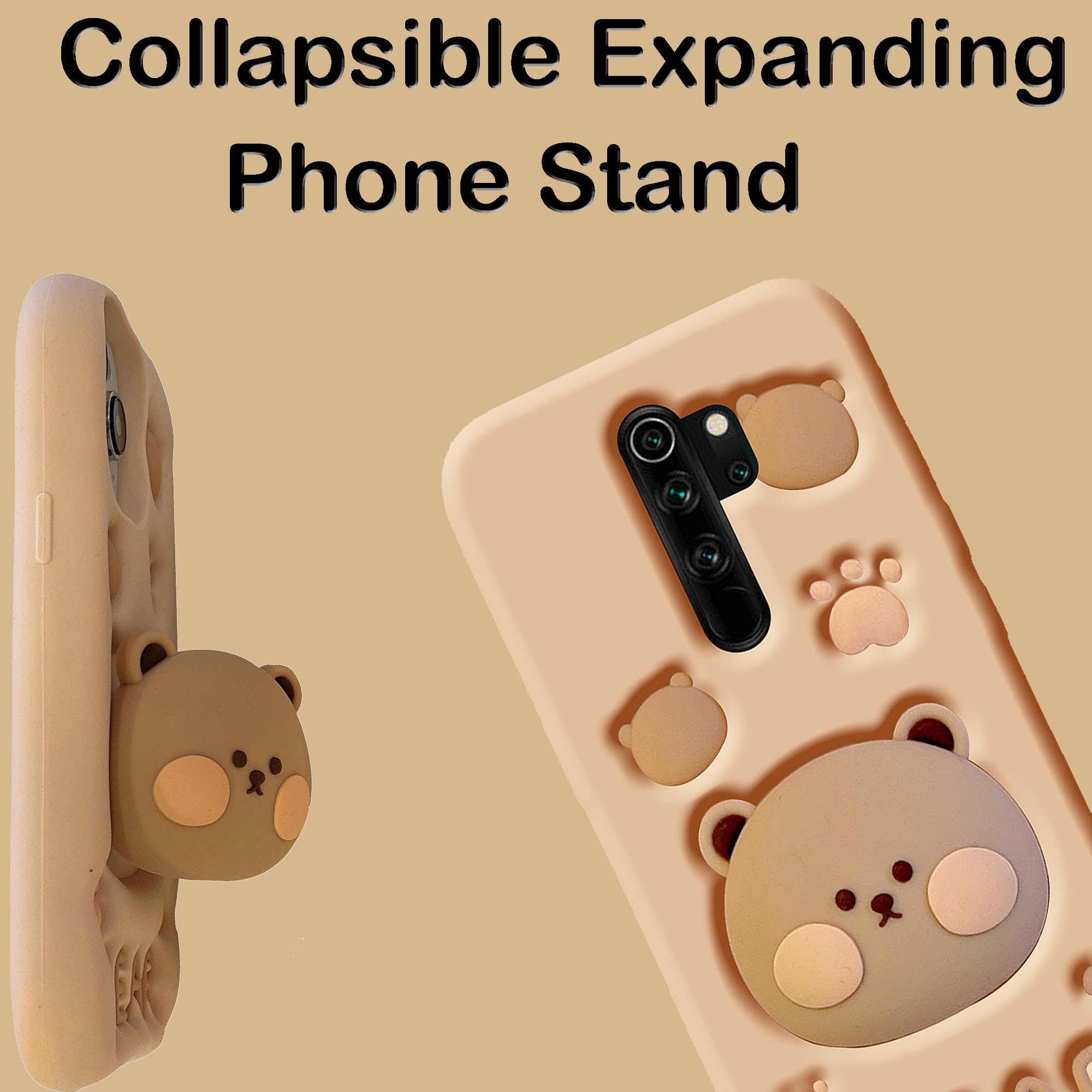 Fancy Back Cover For Redmi Note 8 Pro Cute Panda 3D Cartoon Silicone Phone Case (Black