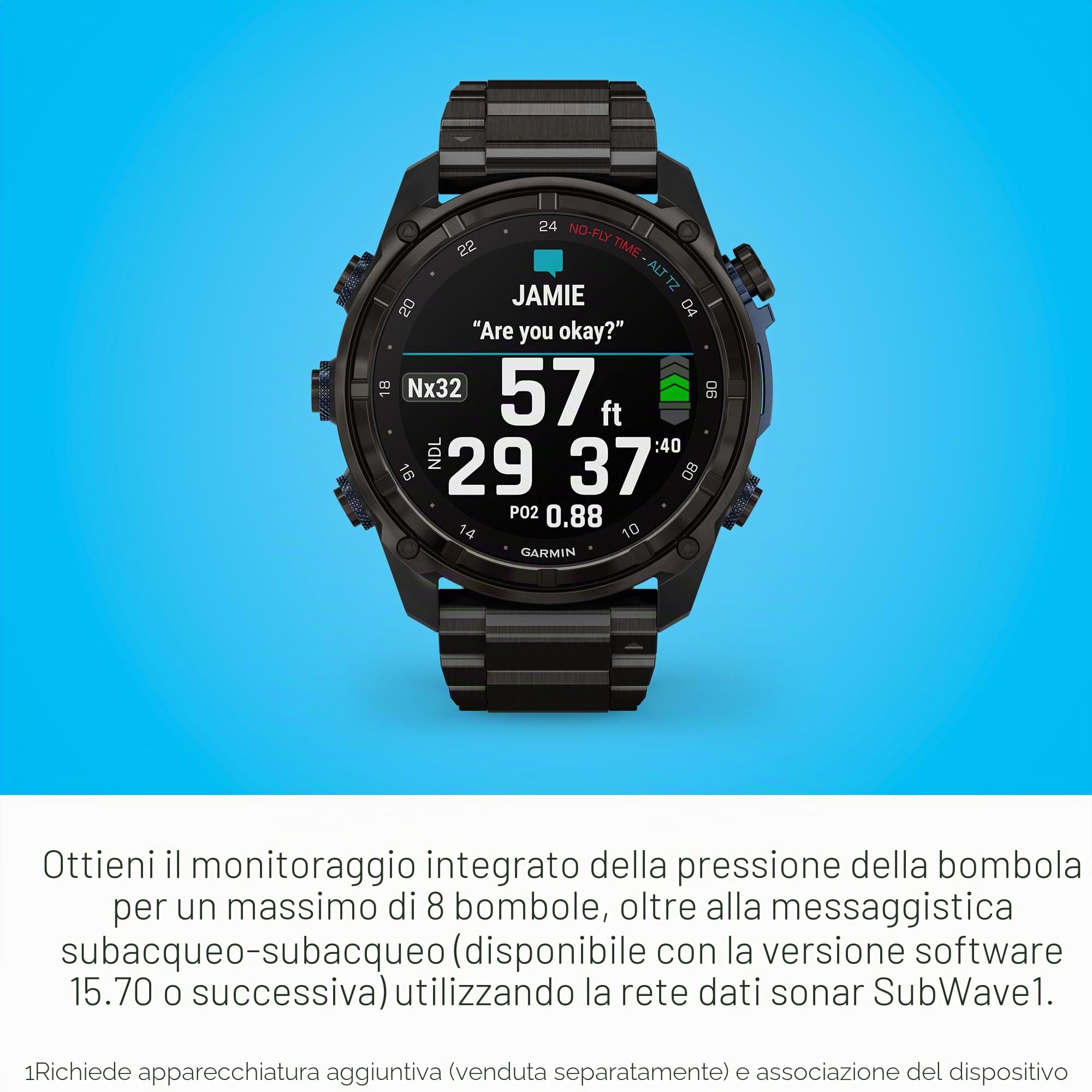Garmin Descent™ Mk3i, Dive Computer e GPS Multisport, Integrazione Aria, Titanio Nero