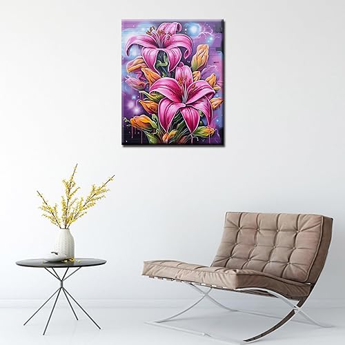 Miniatura 2 de Graffitic Daisy Flwers - Pintura por números, plantas tropicales, kit de pintura acrílica para niños y adultos, principiantes, garabatos, arte