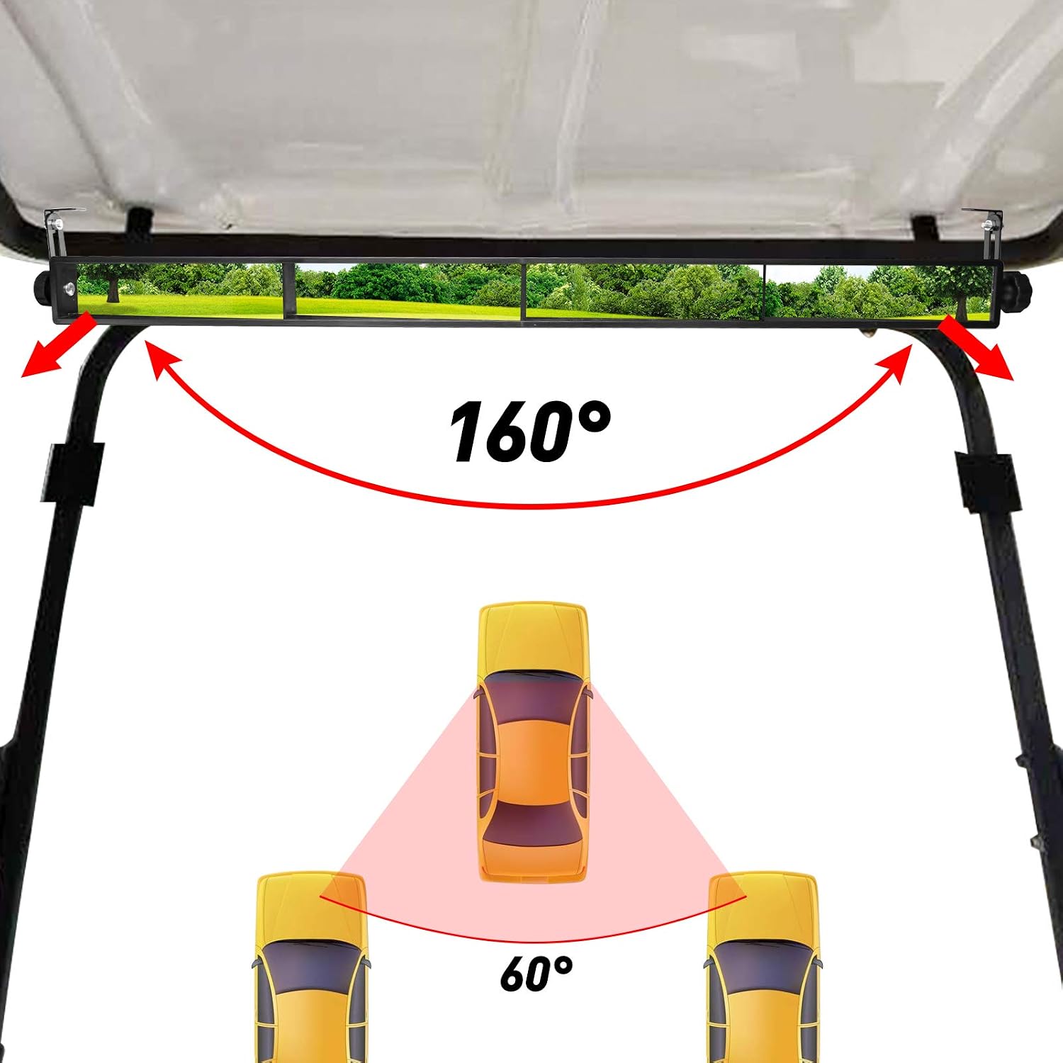 HASBEEN Golf Cart Mirror, 4 Panel Rear View Mirror for Golf Cart Club Car Vans Trucks Fits EZGO Yamaha