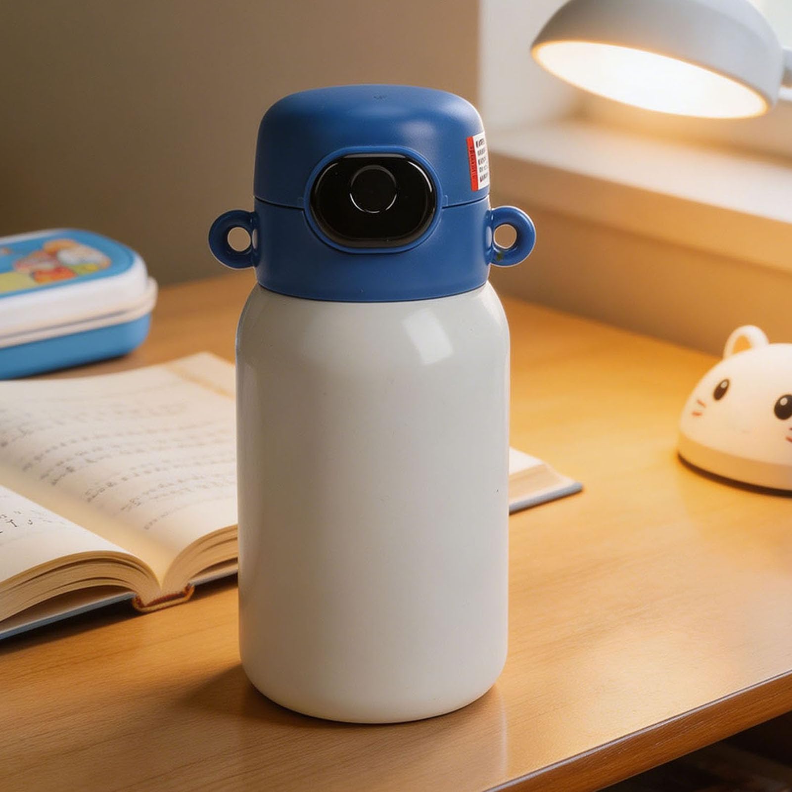 Asixxsix Bottiglia D'acqua Isolata, Sblocco con Impronta Digitale Borraccia Isolata in Acciaio Inossidabile IPX7 Borraccia Sportiva da 550 Ml con Blocco Intelligente