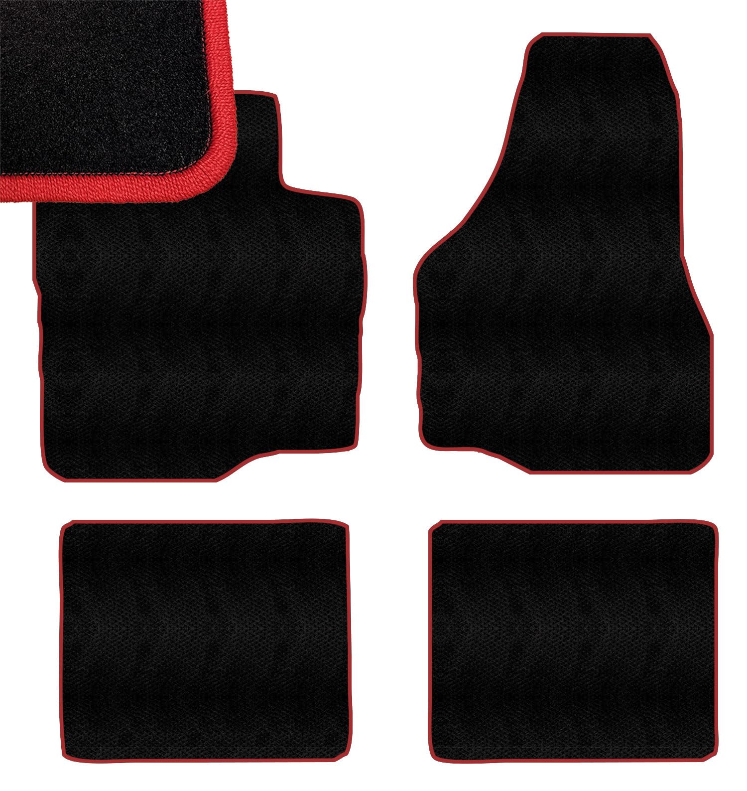 Red Edge Custom Fit Front & Rear Carpet Floor Mats, Black, Compatible with Ford F-350 Super Duty Crew Cab, with 2WD or 4WD on Dash 2016 2015 2014 2013