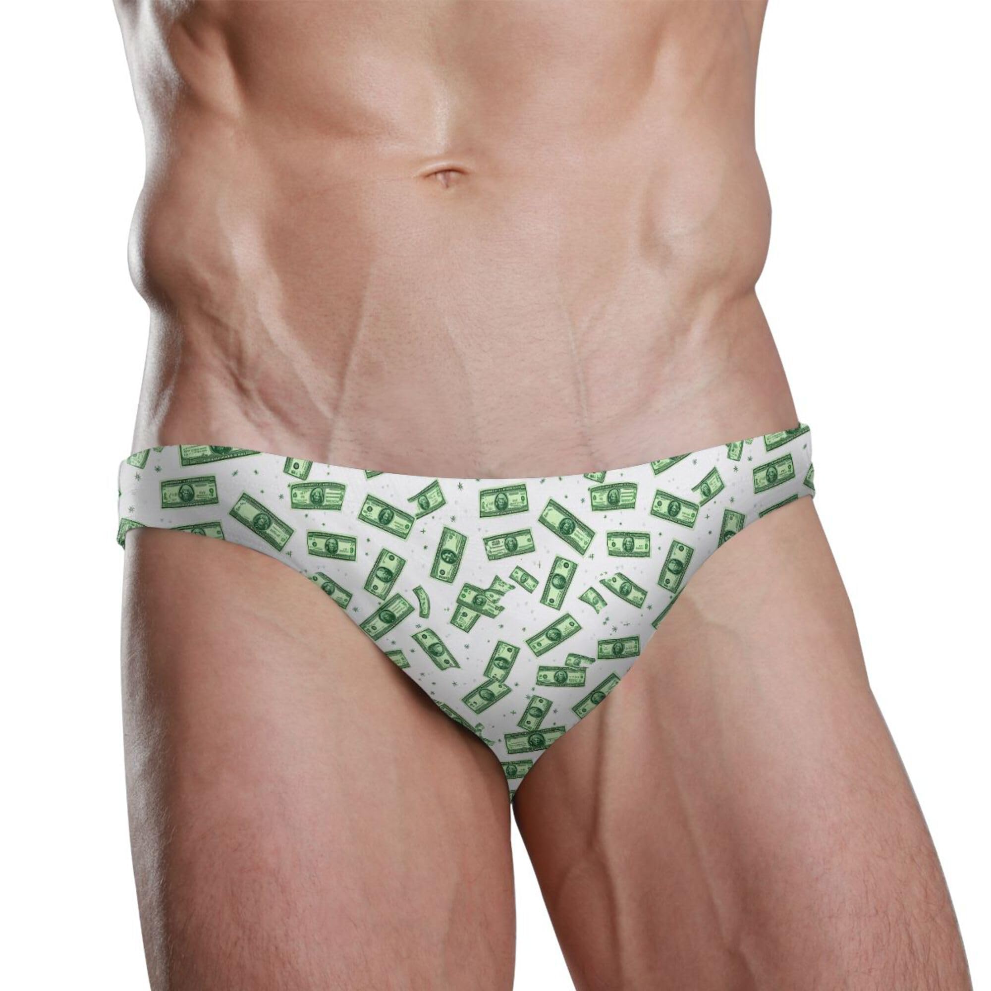 S Husky Paper Money Hundred Dollar Bills Swim Briefs for Men Bikini Swimwear Boys Short XXL B0405093