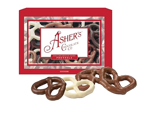 Ashers Chocolates Surtido de pretzels cubiertos de chocolate dulces gourmet y salados pequeños lotes de chocolate Kosher propiedad familiar desde