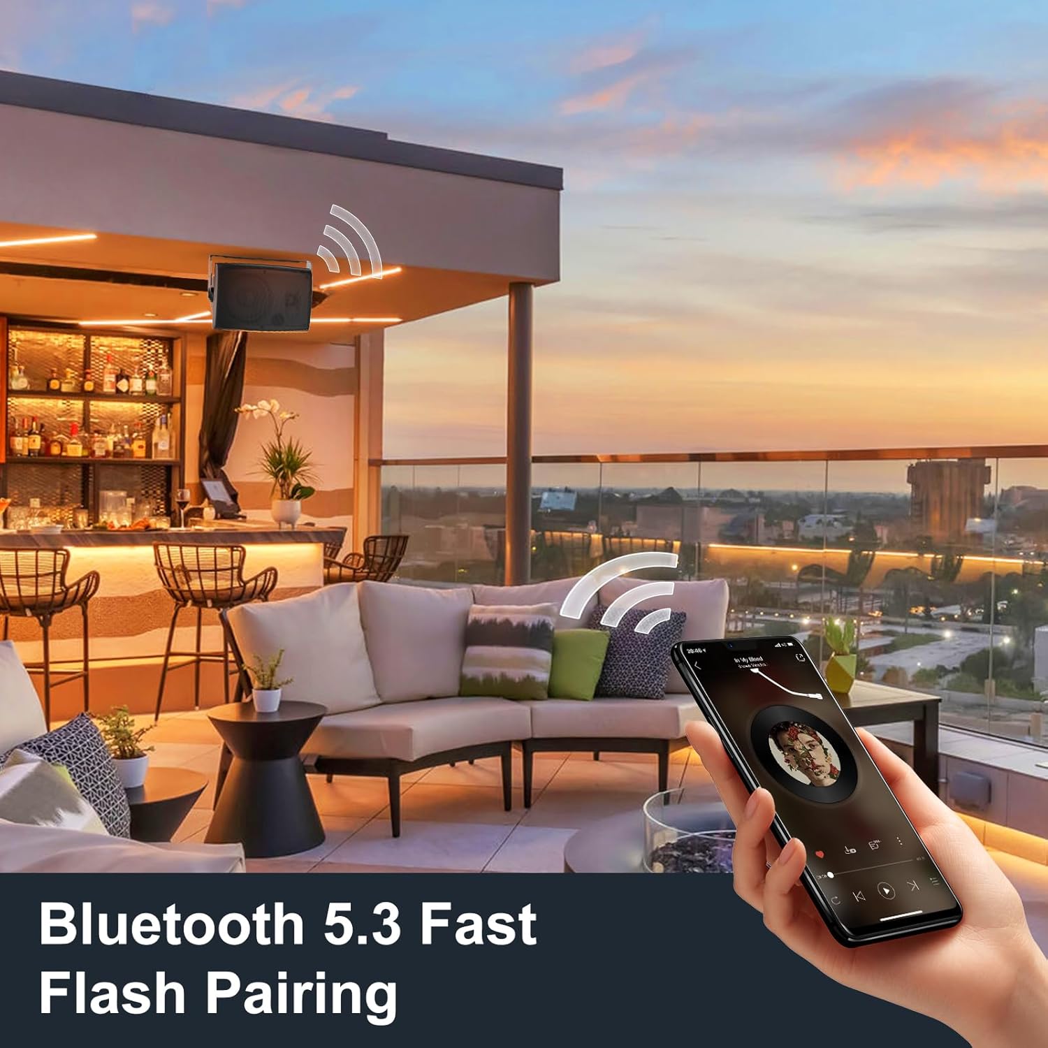 STUDIOFINIX 6.5-Inch 400W Outdoor Bluetooth Speakers Waterproof Wired, Wall-Mount Waterproof Speaker System for Patio, Home, Poolside, Deck, Backyard (Pair,Black) - Image 2