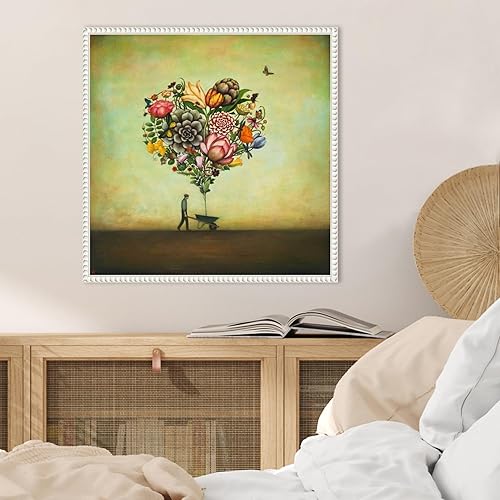 Miniatura 6 de Amanti Art Lienzo enmarcado para pared, 22 x 22 pulgadas, diseño de botánica de corazón grande, por Duy Huynh, arte de lienzo enmarcado para