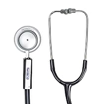 LIFE LINE Beta Stethoscope (Black) | Single Diaphragm Aluminum Silver finish Chest Piece for Adult |Y Tube | Suitable