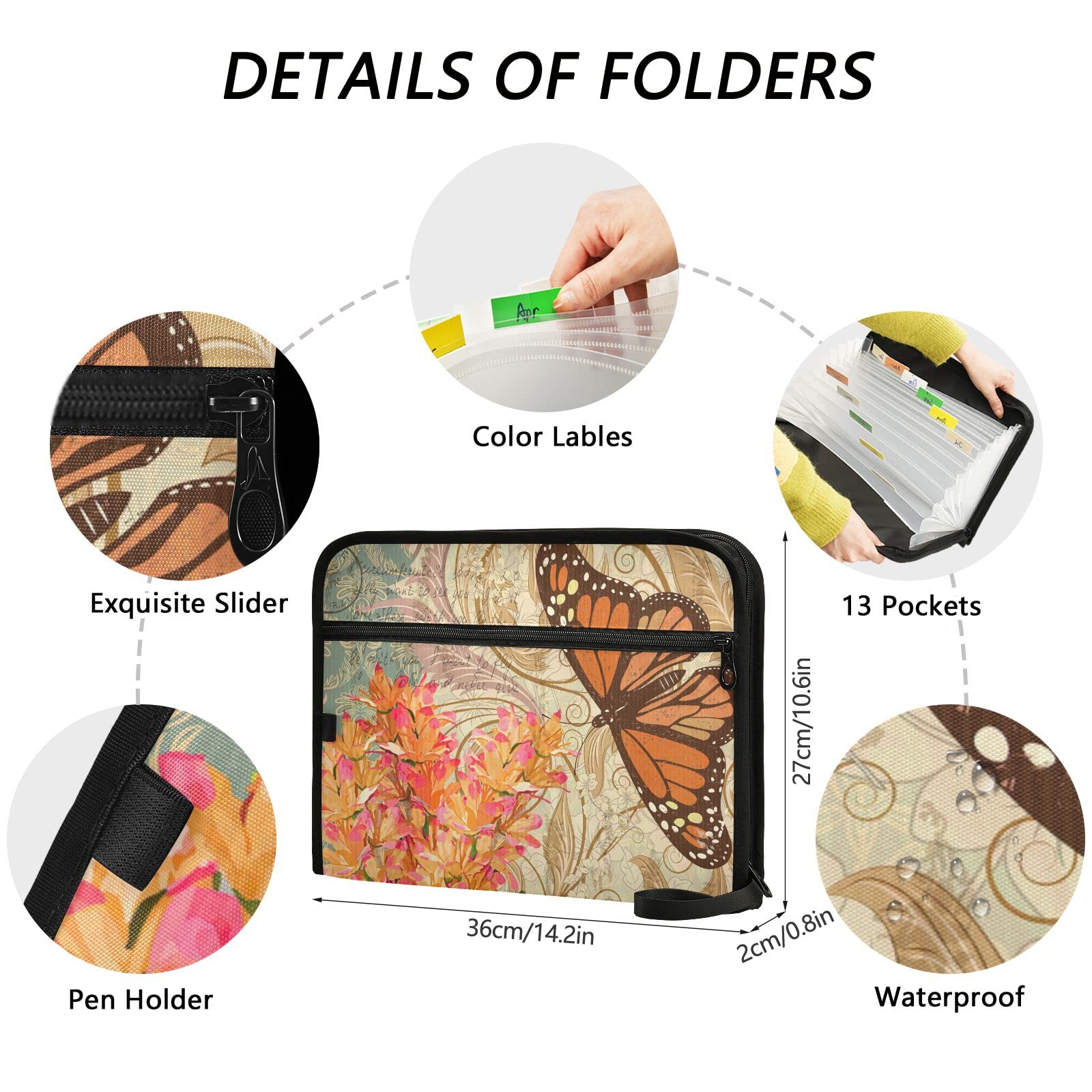 13-Pocket Expanding File Folder - A4 Letter Size Accordion Organizer For Documents, Green - View #8