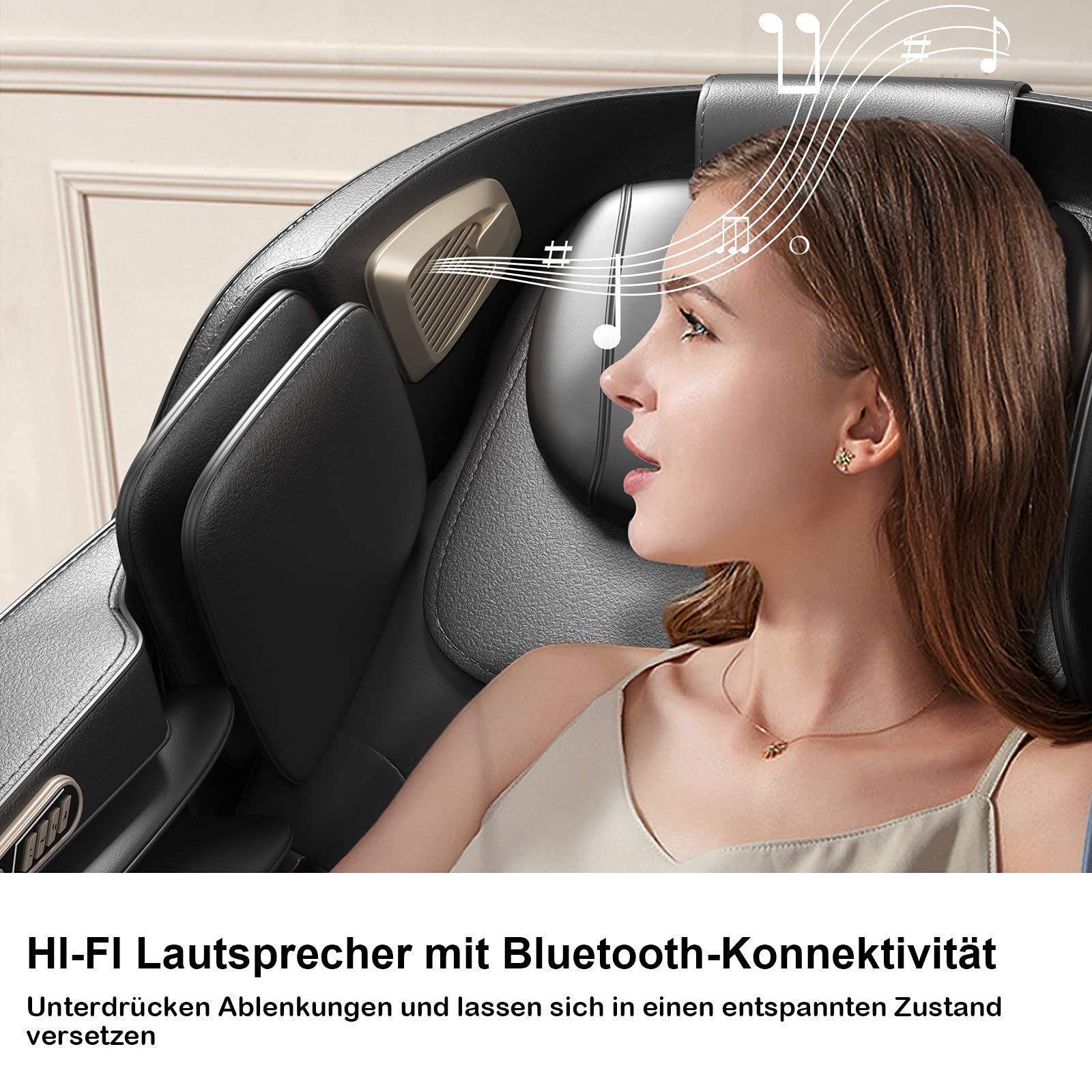 COSTWAY Elektryczny fotel do masażu Shiatsu na całe ciało, Zero Gravity krzesło do masażu z 32 poduszkami powietrznymi, ogrzewaniem Bluetooth, fotel relaksacyjny, regulowany, 12 programów (czarny)
