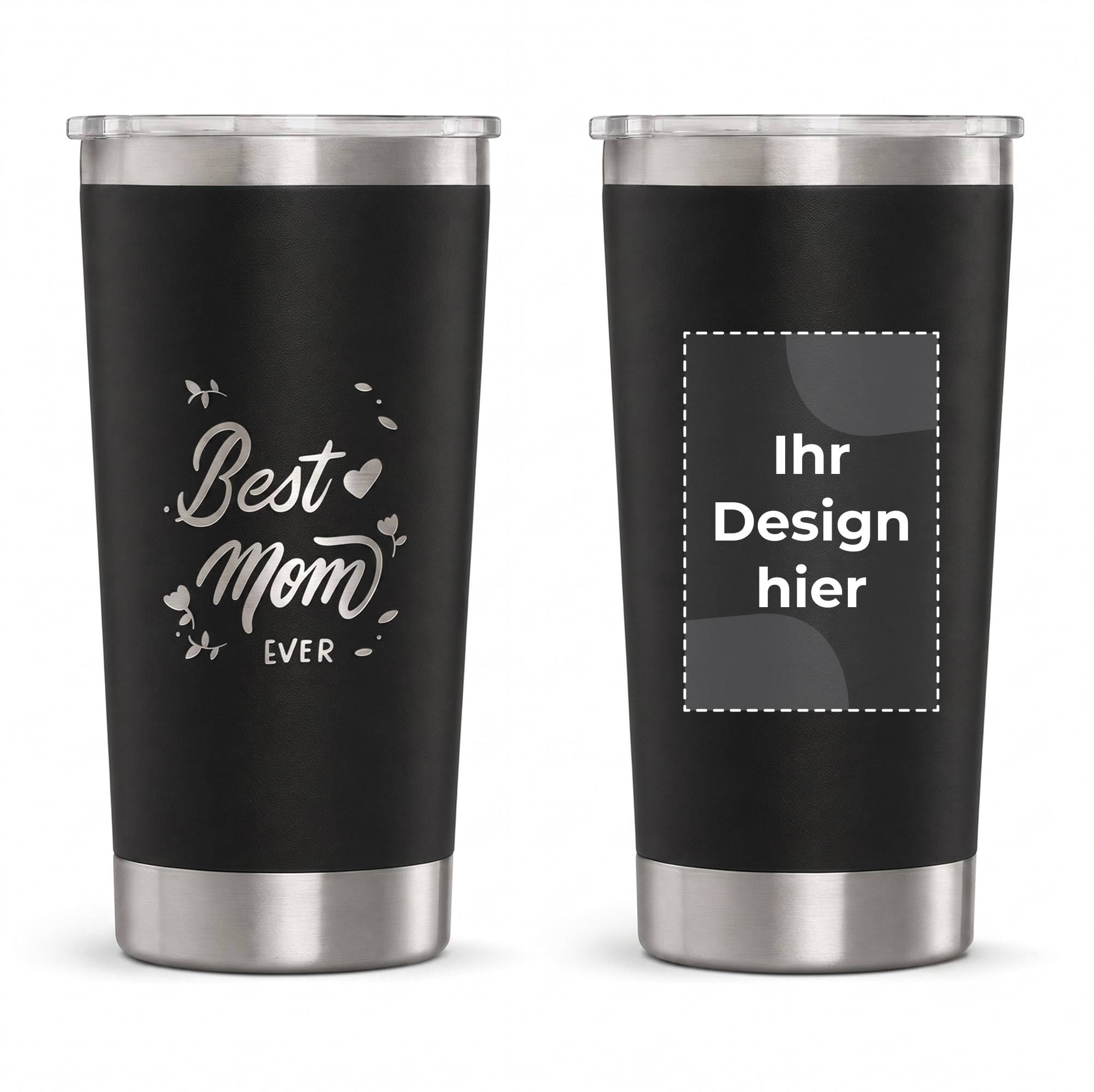 Cimpress Personalisierter Thermobecher, 562 ml doppelwandig, Schwarz