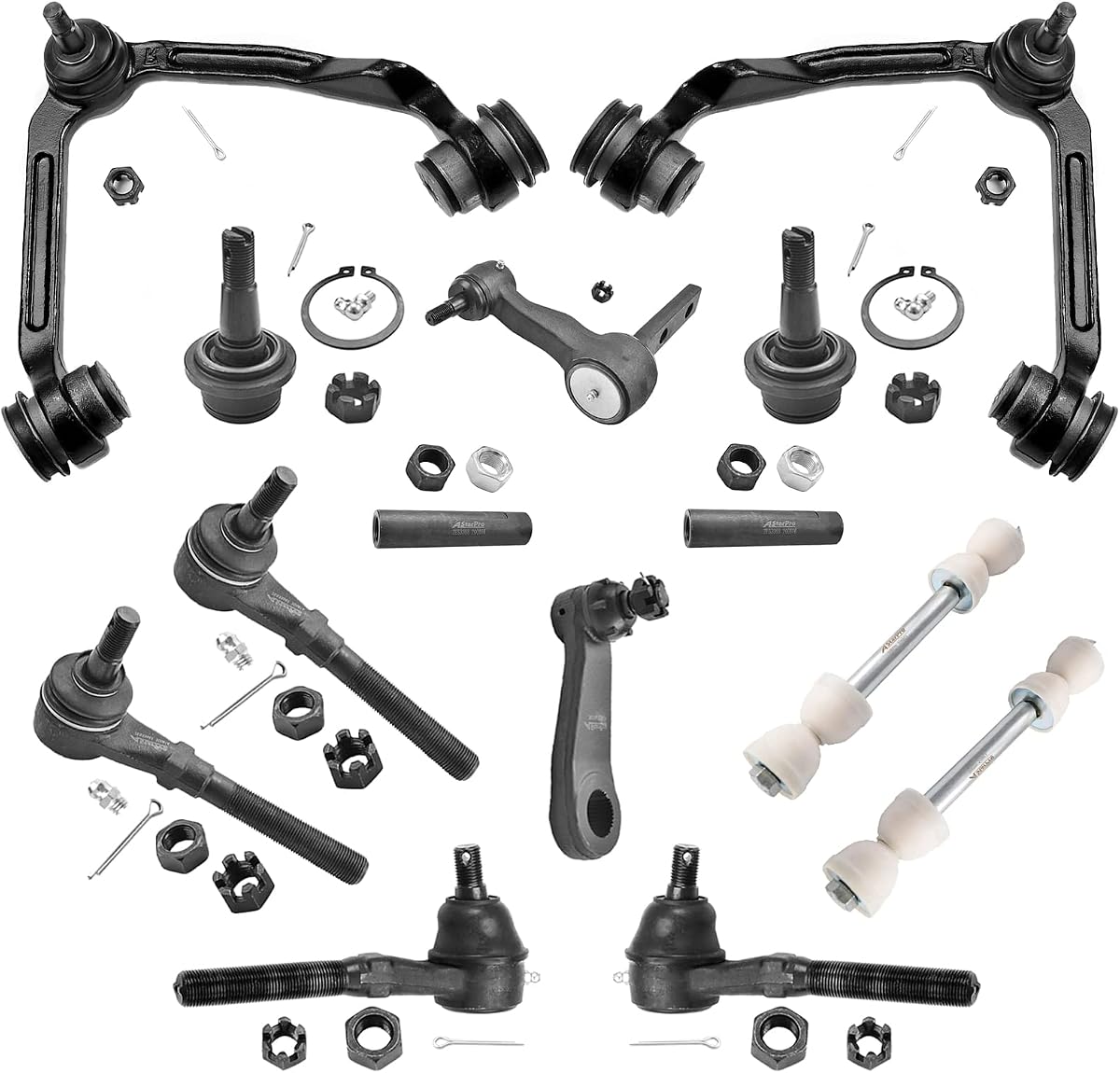 ASTARPRO 14pcs 4WD Front Suspension Kit Upper Control Arm And Ball Joint+Inner/Outer Tie Rod+Sway Bar Link+Idler Arm+Front Pitman Arm Replacement for Ford Expedition F-150 F-250 Lincoln Navigator