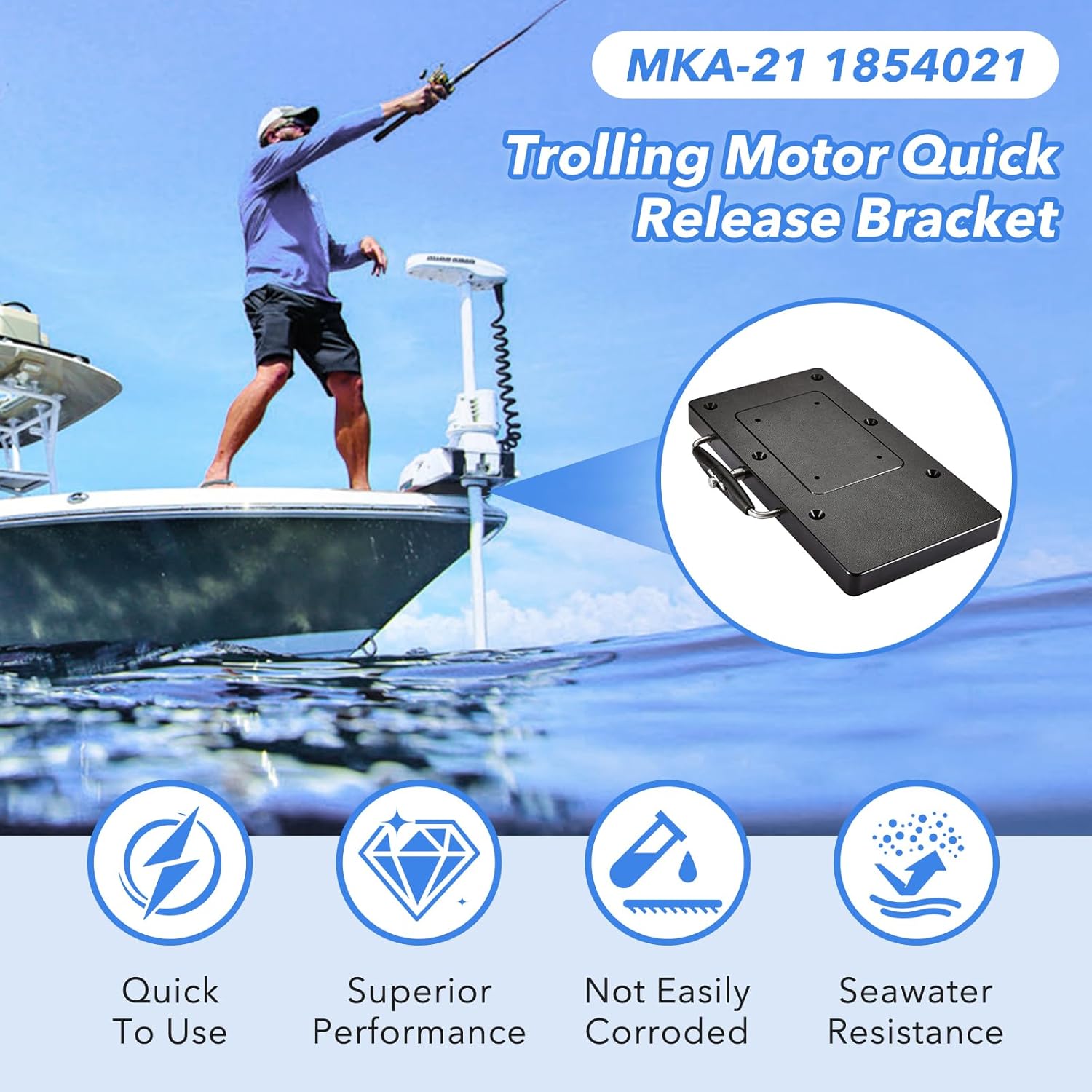MKA-21 Quick Release Bracket 1854021,Fits Ulterra,Terrova,PowerDrive,PowerDrive V2,Deckhand 40,Pontoon Trolling Motors,Easy Install Mounting Bracket,Black