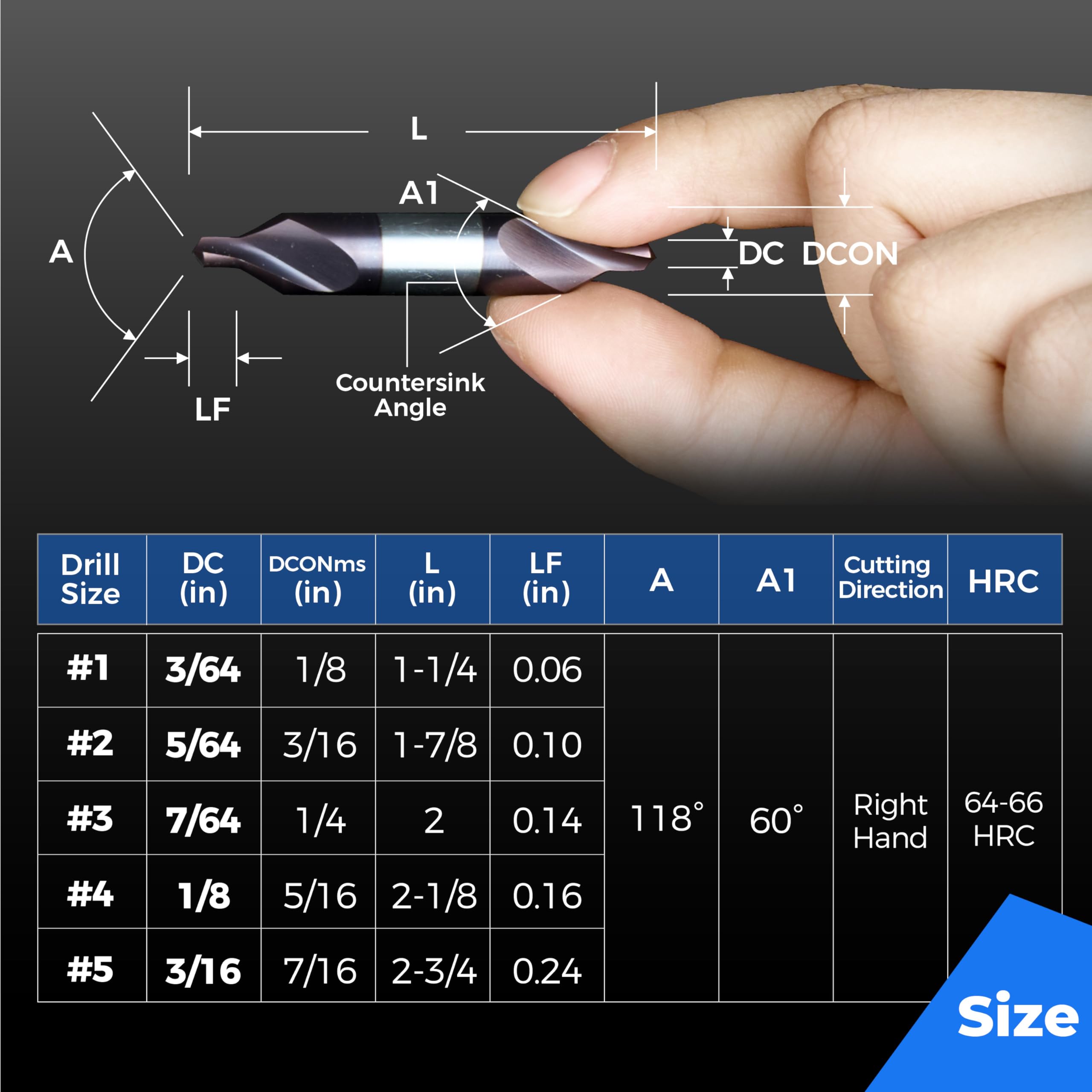toolant TiAlN - Juego de brocas centrales recubiertas de cobalto M35 HHS para acero inoxidable, acero al carbono, acero de aleación, hierro fundido, cobre, otros metales duros, métrico 1-5 mm (6