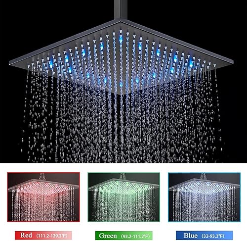 Miniatura 3 de Sistema de ducha de chorro corporal de 16 pulgadas con válvula mezcladora termostática y 6 aerosoles corporales de masaje y ducha de mano juego