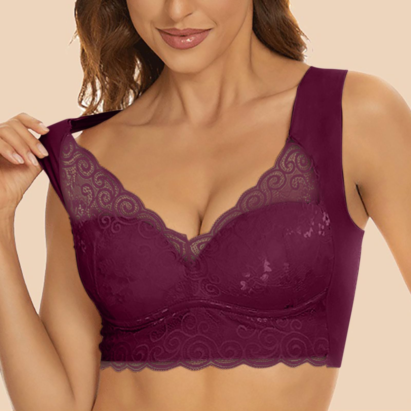 UHouse Lot de 5 Femme Soutien Gorge sans Armature Maintien Fort Lingerie sous Vetements Feminins Bralette Anti Affaissement Brassière Classiques Brassiere