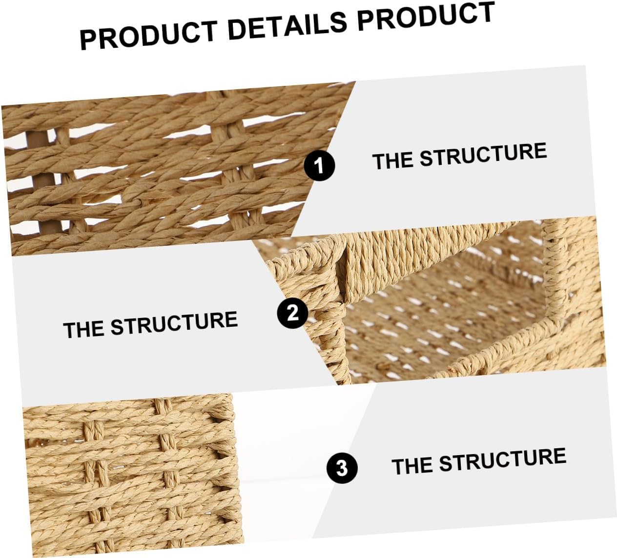 Rattan Storage Basket Handheld Organizer Basket in Beige Color image 3