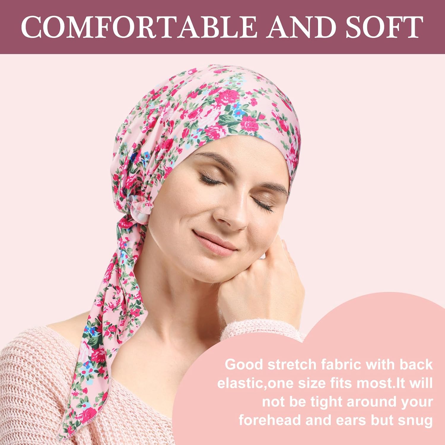 4 Pcs Chemo Headwear for Women Pre Tied Cancer Caps Cotton Head Scarf Turbans for Women Patients Gifts - Image 2
