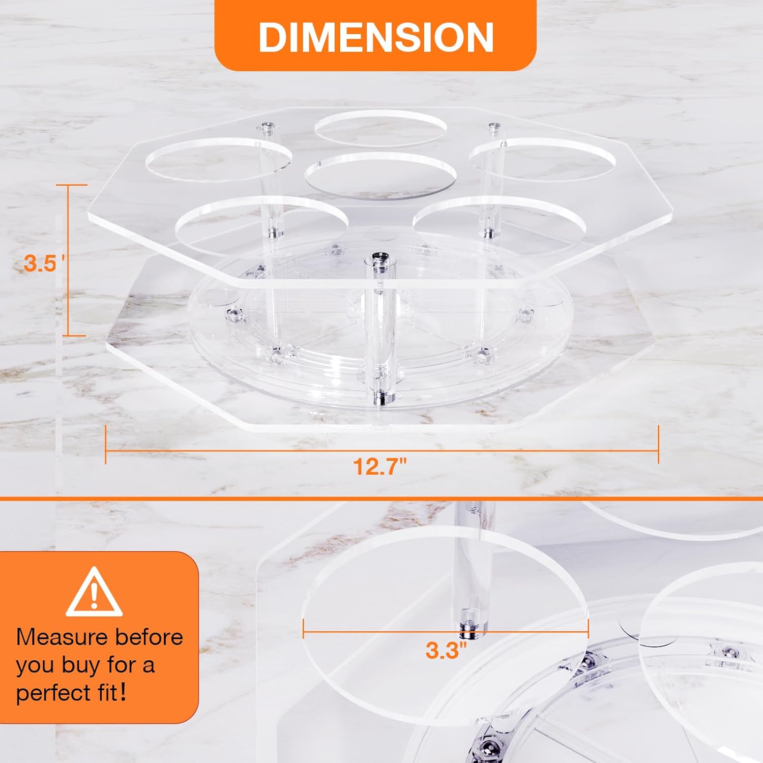 Water Bottle Organizer for Stanley 20/30/40oz, Rotating Stanley Cup Organizer Holder, Tumbler Bottle Organizer for Stanley Simple Modern Owala Yeti, Tumbler Lazy Susan, Clear - Image 3