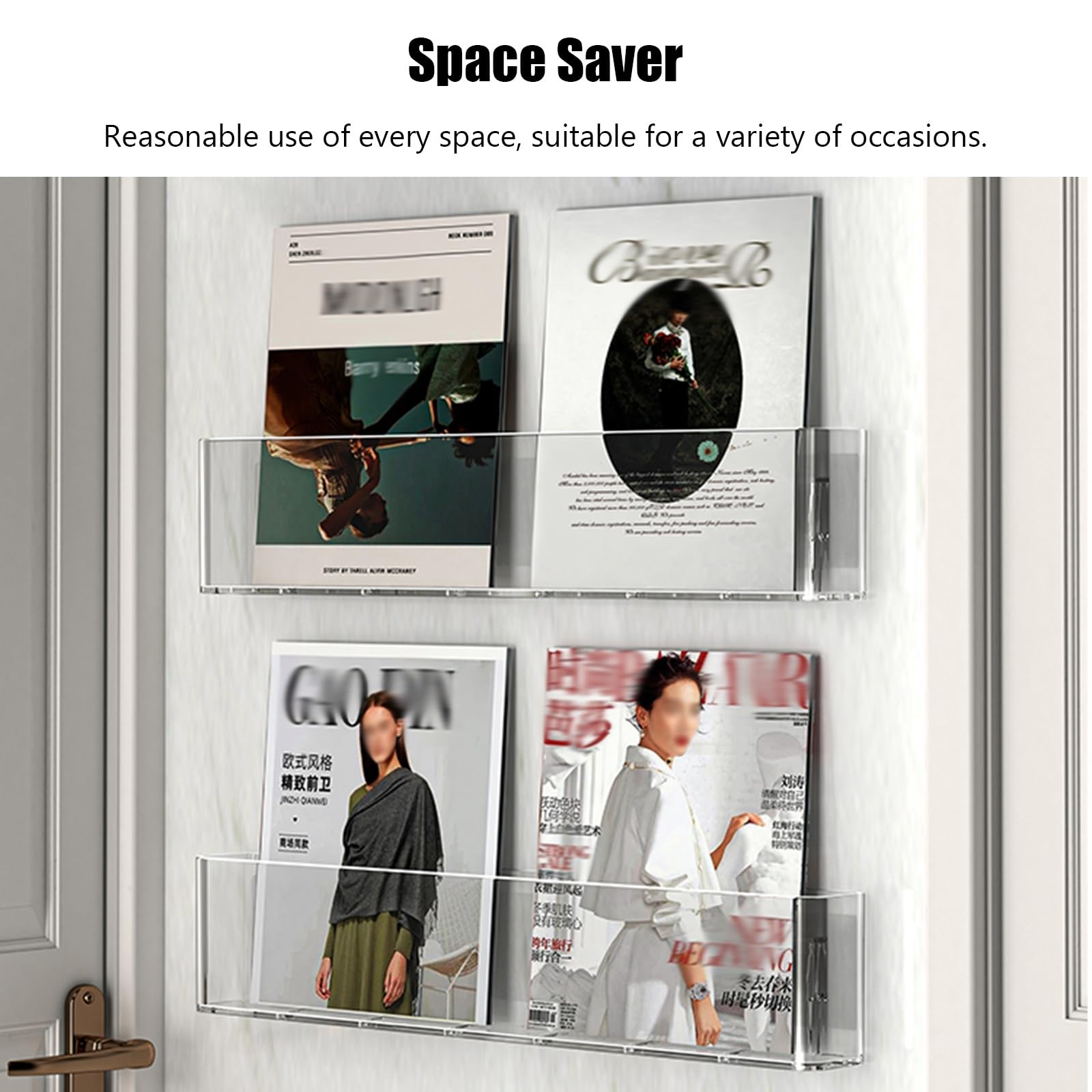 Expositor Revistas Porta Discos De Pared, Revistero Acrílico Transparente Para Revistas Y Folletos De 45 Cm, Estantería Colgante De Moda Para Sala De Espera, Sala De Estar, Oficina ( Color : Clear , S