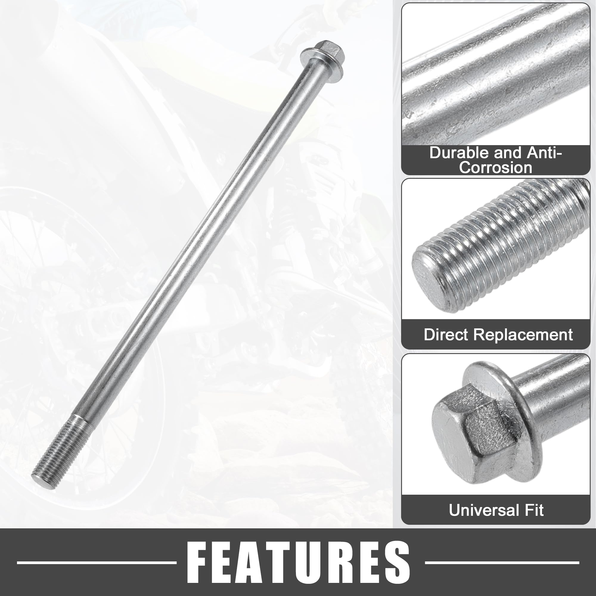 A ABSOPRO Essieu Avant/Arrière De Quad Atv 1pc Pour Quad Atv En Acier | Matériau Alliage D'Acier, Longueur 230mm, Diamètre 12mm, Pour Dirt Bikes Et Scooters, Avec 3 Douilles Et 1 Boulon