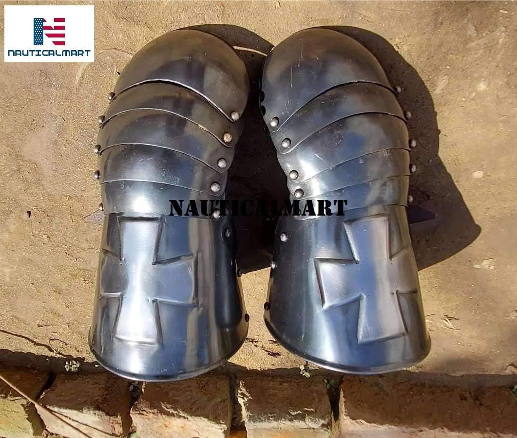 Nautical-Mart Medieval Crusader Knight Gauntlets Armor Gauntlets Warrior Metal Gauntlet (Black)