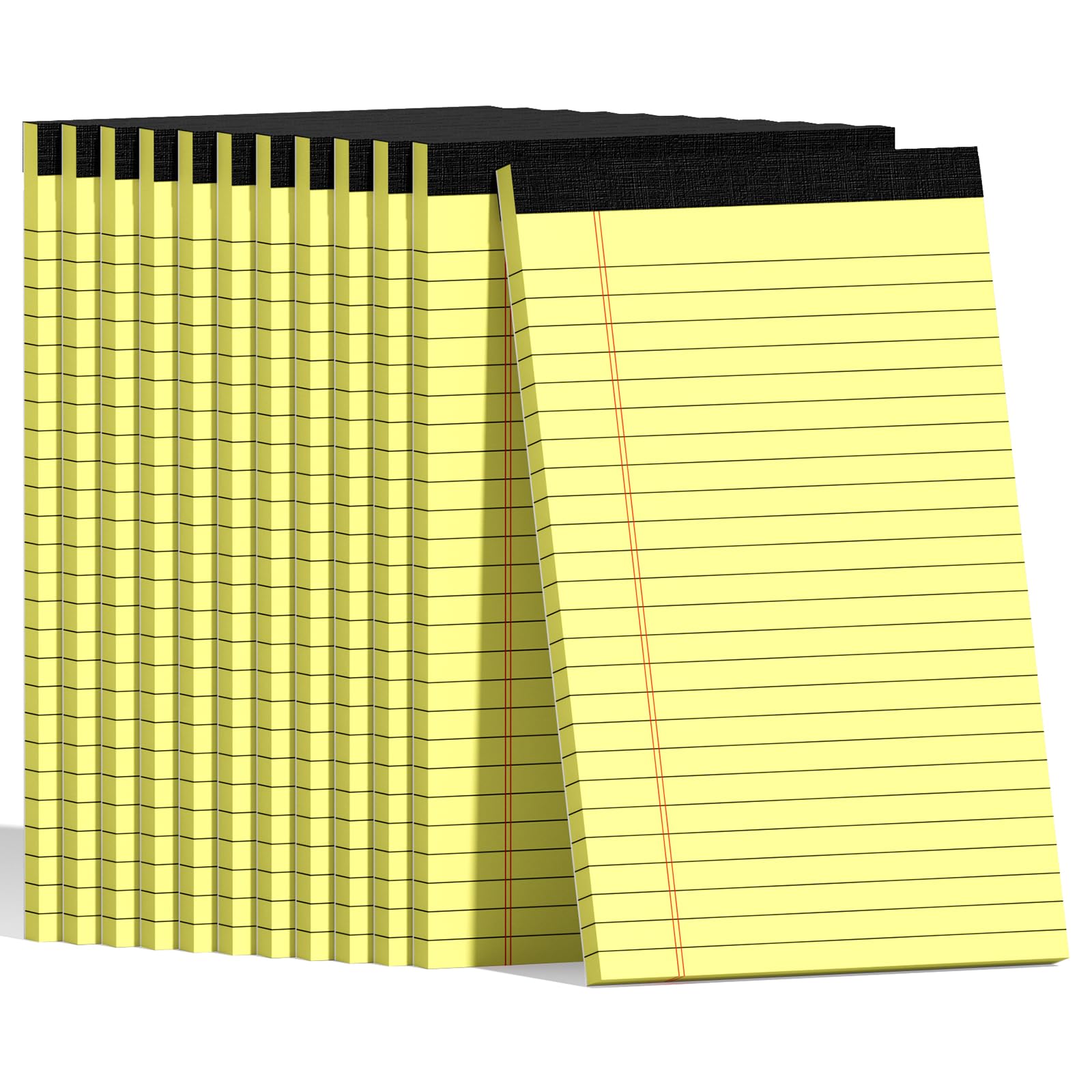 Notizblöcke, 12 Stück, 12,7 x 20,3 cm, gelb, College-Notizblöcke, liniert, 360 Blatt insgesamt, Notizblock für Studenten, Büro und Zuhause, Großpackung für Notizen, Listen und Planung, hochwertiges