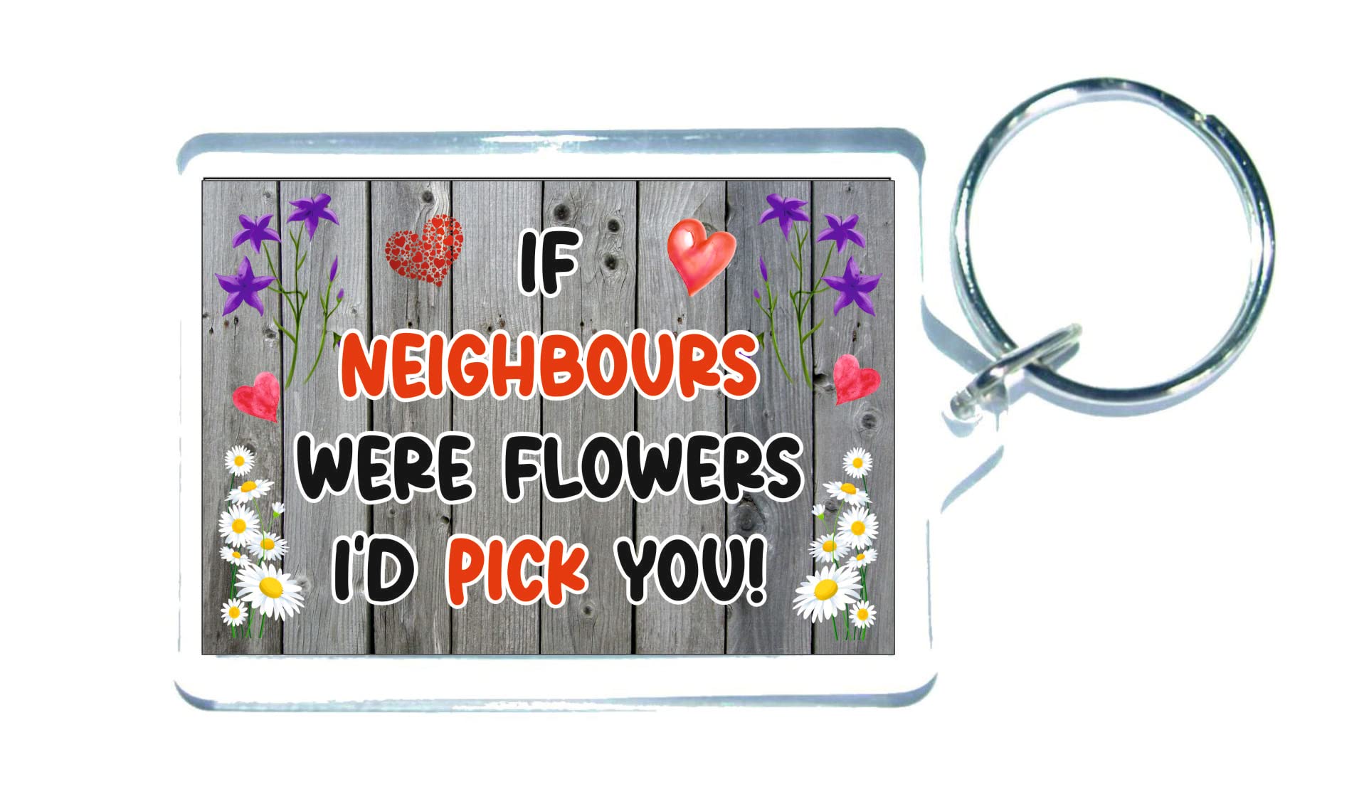 Decalarama Neighbour Keyring Gift – If Neighbours Were Flowers I'd Pick You - Fun Cute Birthday Novelty Present