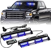 Vista 17 de XRIDONSEN Luces estroboscópicas de emergencia para salpicadero, advertencia intermitente de seguridad ámbar con controlador de pantalla digital