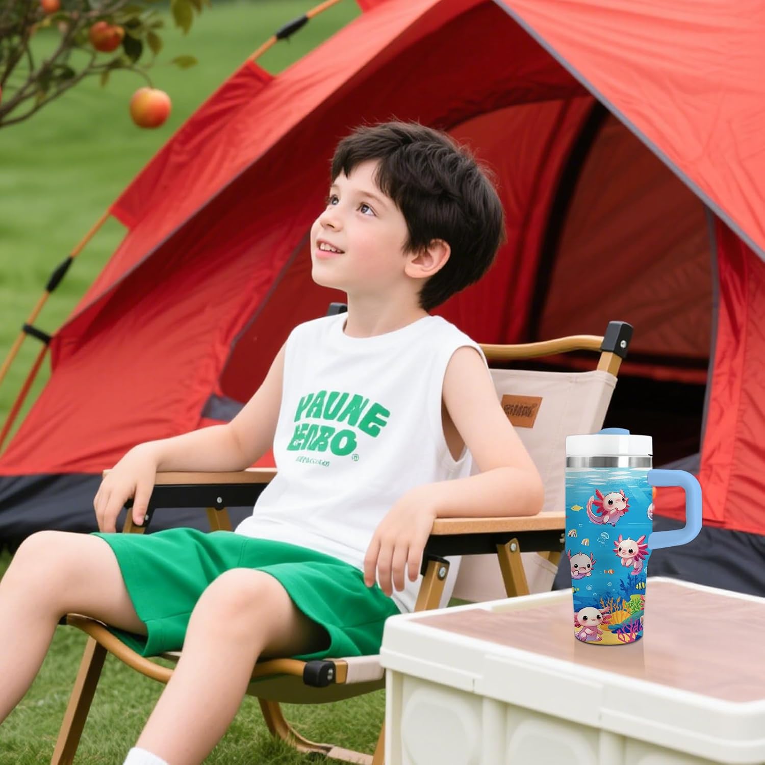 Axolotl Gifts for Girls - 14oz Blue Kids Axolotl Tumbler with Handle and Straw, Stainless Steel Insulated Water Cup, for Sport, School, Travel - Axolotl Lovers Gift for Children Birthday Gift Cup(1pc) - Image 8