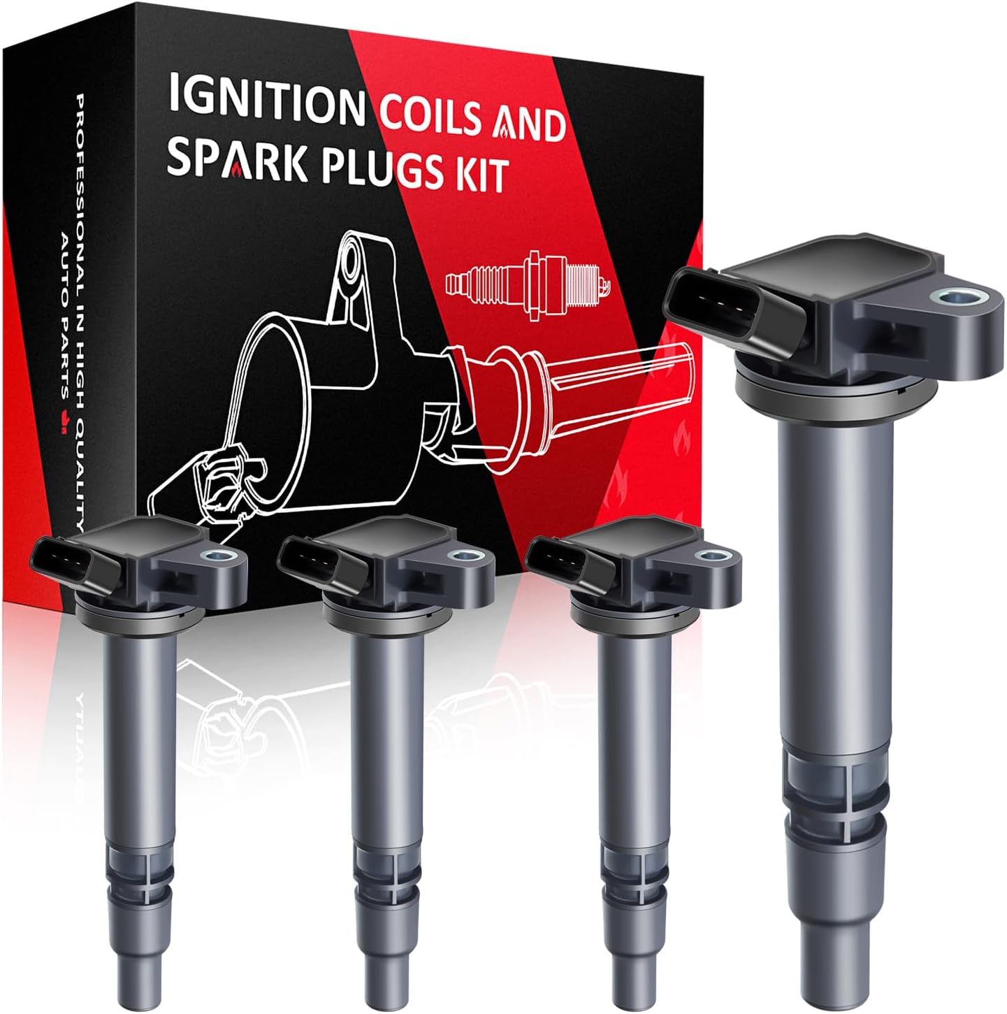 SCITOO Ignition Coil Coils Pack fits for Toyota Matrix 1.8L 2003 2004 20052006 for Toyota for Corolla 1.8L 2005-2006 for Pontiac Vibe 1.8L 2003 2004 2005 UF314 ‎C1306 5c1295 4 pcs