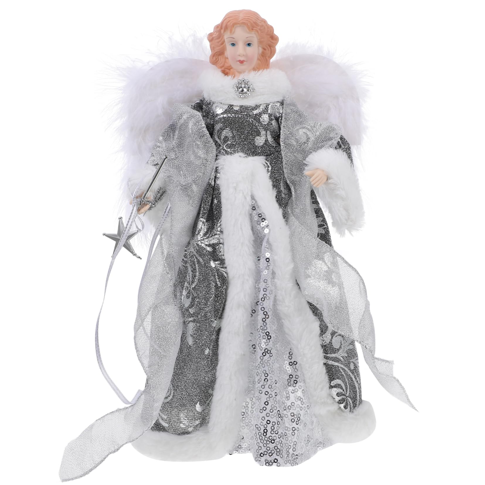 SOLUSTRE Engel als Weihnachtsbaumspitze Weihnachtsengel für Christbaumspitze Engelsfiguren für Dekoration Weihnachtsfiguren für Bücherregal und Wand Kleine Engelstatue für Drinnen und Drauß