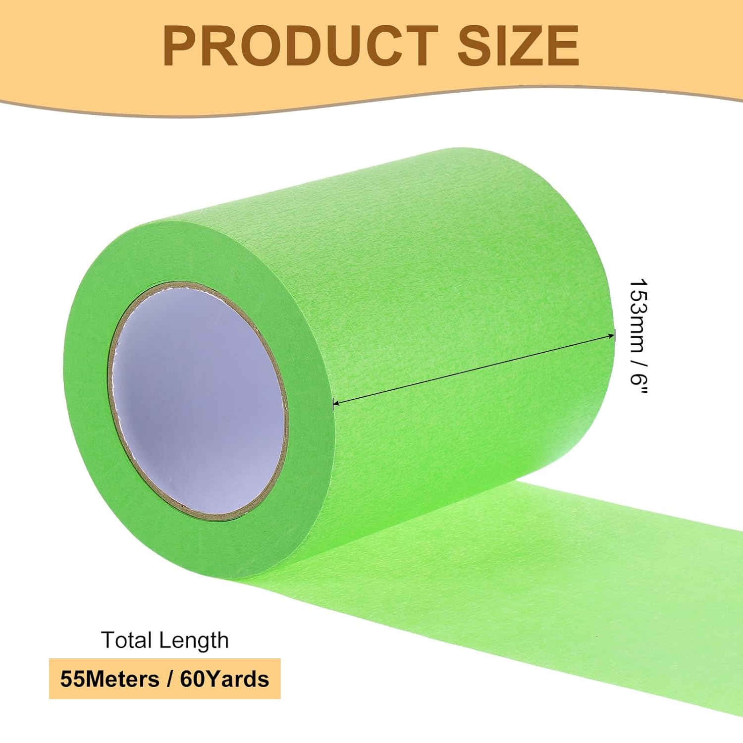 Masking Tape Green Painters Tape Paper Tape [for Crafts DIY Walls Painting Packing Automotive Home Decoration Teaching]- 6 Inch x 60 Yards/1 Roll