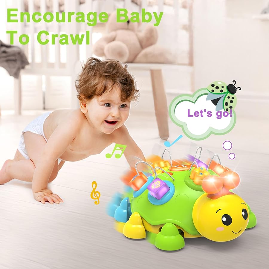 Holaxander Musical Ladybug Baby Toys 6-12 Months, Infant Early Educational Learning Crawling Toys for 1 Year Old Boy, Newborn First Bithday Gift Toy for 7 8 9 10 11 Months Boys Girls (Green) - image 5
