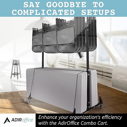 Miniatura 10 de AdirOffice Carrito plegable para silla de dos niveles, asientos plegables colgantes con ruedas, camión de carrocería de acero con ruedas giratorias