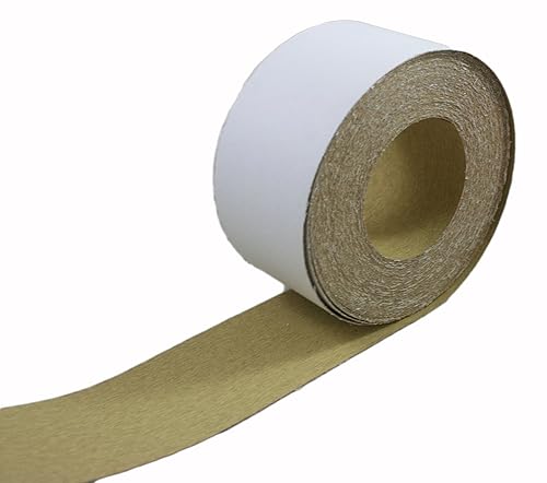 ABN Rollo de papel de lija adhesivo con parte trasera adhesiva de grano 80, 2-34 in x 20 yardas de óxido de aluminio amarillo dorado Longboard Dura