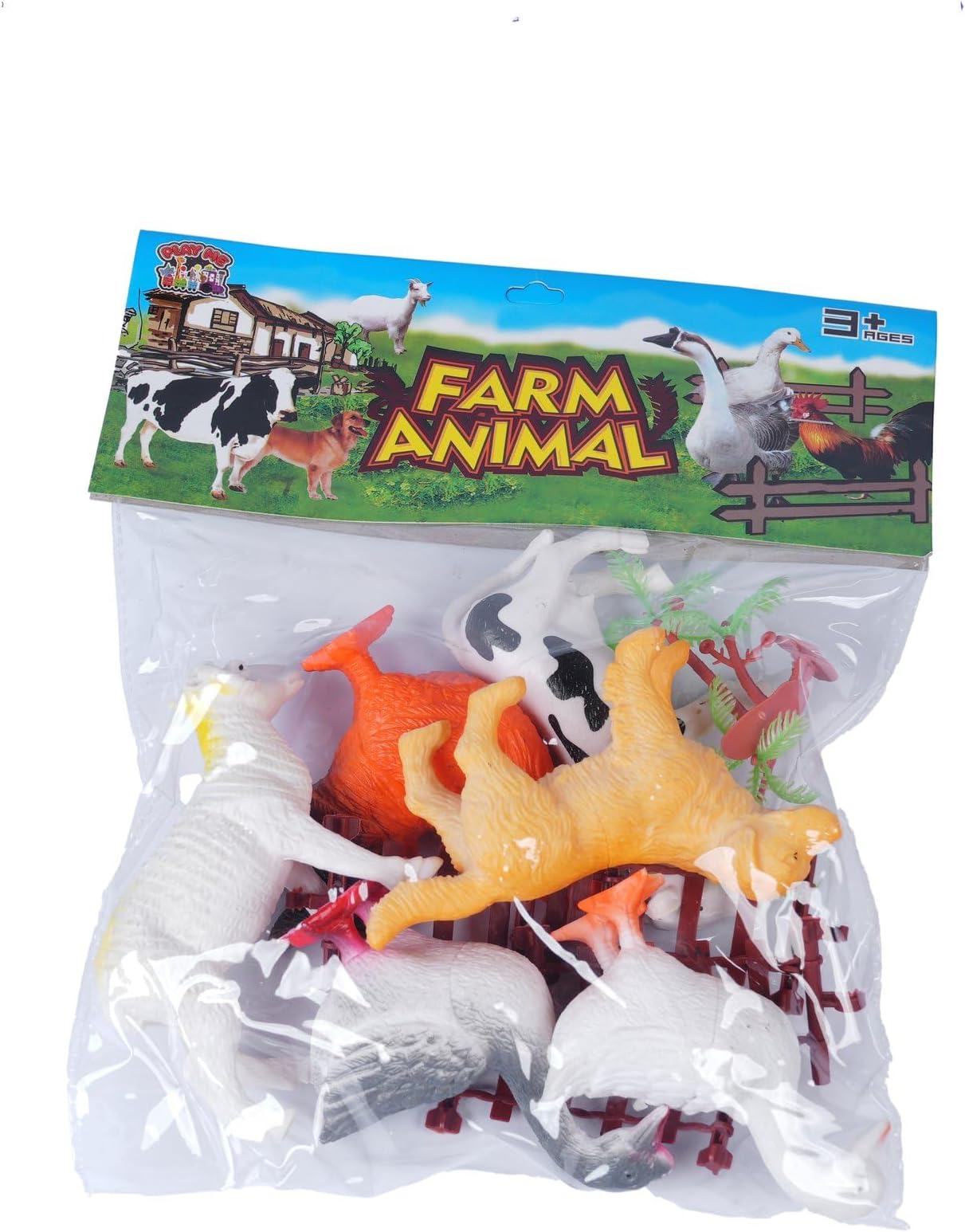 PLAY ME Realistic Animal Figure Toy - Farm Animals Playset, Educational Toys for Kids, Birthday Return Gifts, Set of 6 PCs