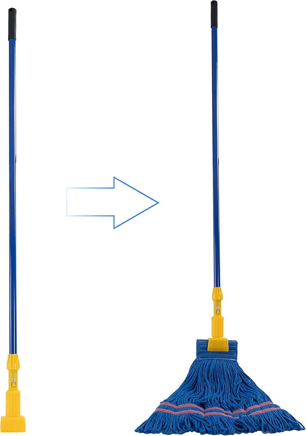 Matthew Cleaning Commercial Quick-Change Iron Mop Handle for Floor Cleaning Heavy Duty Mop Stick Replacement 60inch Jaw Clamp-Style Wet Mop Gripper Holder Handle 6 Packs