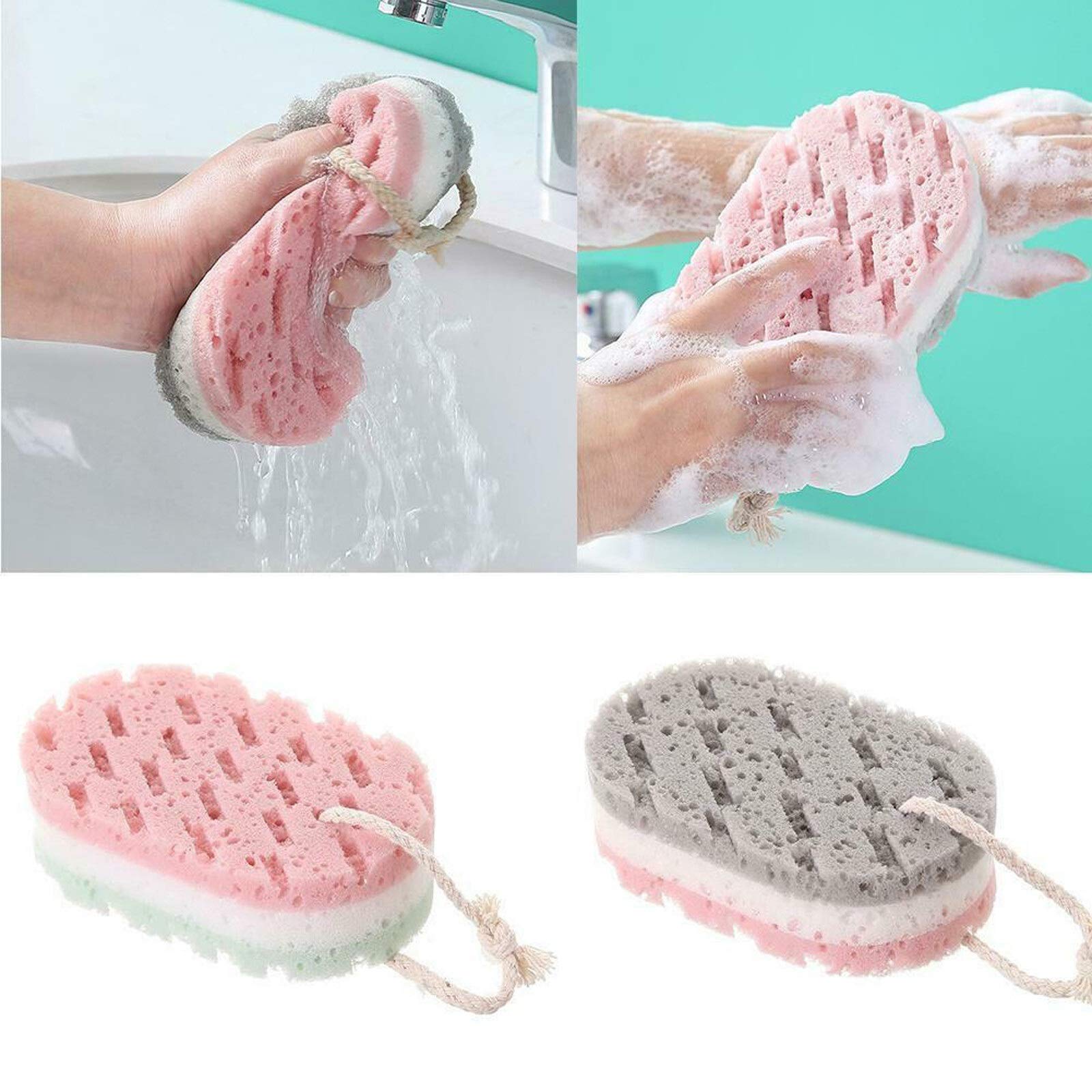 Asciugamano Esfoliante 2PCS Spugna da Bagno Soffio Naturale Morbido Esfoliante Corpo Pelle Bagno Spazzola per Il Bagno Spugna Scrub Spugna Viso Pulizia Palla da Bagno Asciugamano Esfoliante