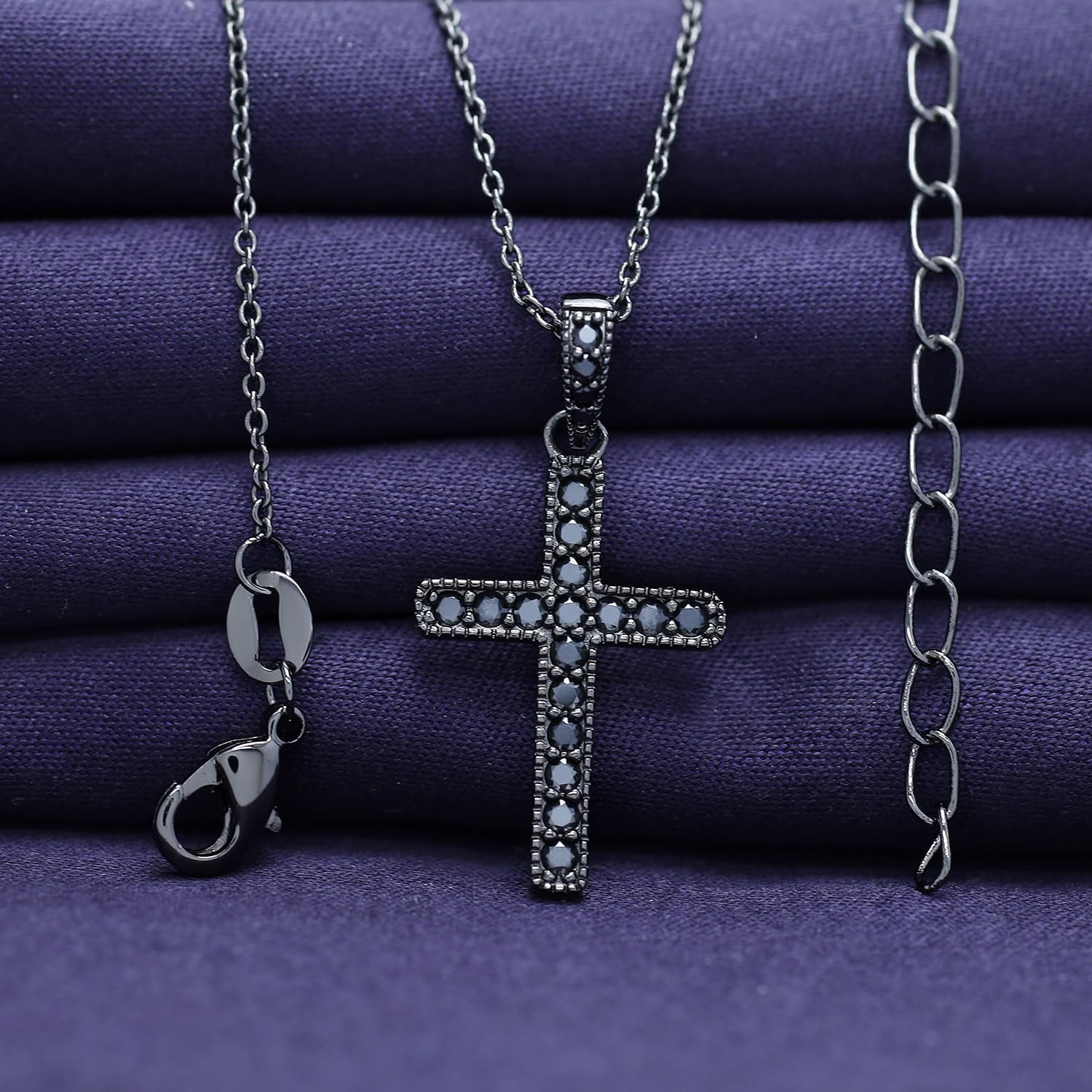 18K Gold Plated Moissanite Cross Necklace | 0.36 Ctw Moissanite Diamond Jesus Christian Religious Crucifix Pendant Necklace for Men Women | 16"+2” Adjustable Chain