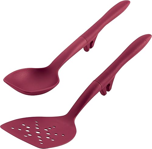 Miniatura 1 de Rachael Ray Tools and Gadgets Flexi Turner and Scraping Spoon Set  Utensilios de cocina - 2 piezas, rojo burdeos